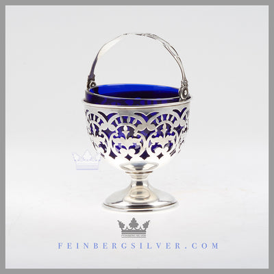 Watson Company Candy Dish Sterling Silver and Cobalt Glass Antique Victorian For Sale | Feinberg Silver