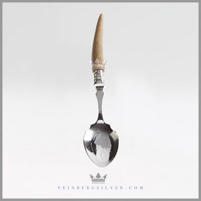 Antique English Silver and Stag Horn Jam Spoon | Feinberg Silver