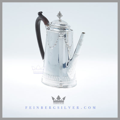 Feinberg Silver - The antique English neo-classical coffee pot was made by George Richards Elkington and Company in 1880 (not a circa date, the actual date).