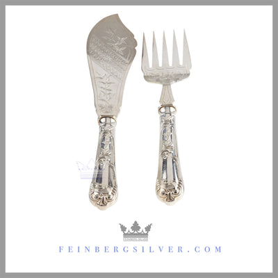 Pair of Fish Servers - Chinoiserie | Silver Plated Victorian c. 1865