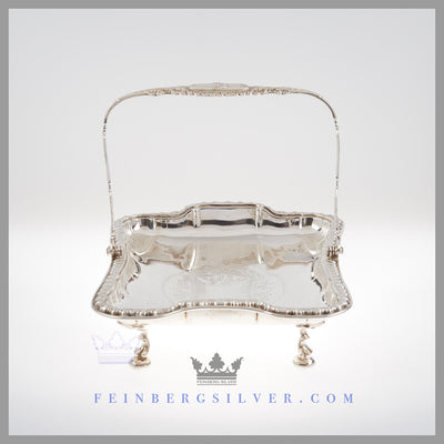 Feinberg Silver - The English silver plated oblong basket has slightly indented sides. Its gadroon border has a center that is hand engraved with an oblong shield of gadroon design and leaf.