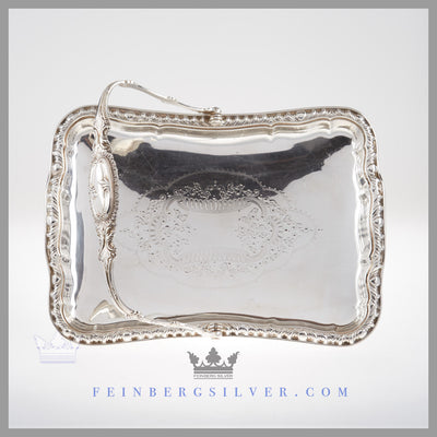 Feinberg Silver - The English silver plated oblong basket has slightly indented sides. Its gadroon border has a center that is hand engraved with an oblong shield of gadroon design and leaf.