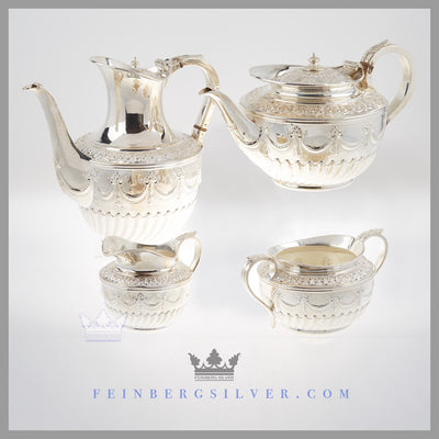 Antique English Silver 4 Piece Tea and Coffee Service - Mappin & Webb | Feinberg Antique English Silver Gifts - Purveyors of Fine Sterling Silver