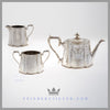 Benetfink 3pc Silver Tea Set for Sale | Feinberg Silver - The English silver plated 3 pc bachelor set is shaped cann shaped of neo-classical design. 