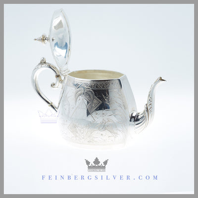 Antique English Silver Plated Aesthetic Teapot - circa 1865 | Thomas Woolley
