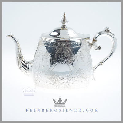 Thomas Woolley Tea Pot Silver Plated EPNS Antique Victorian | Feinberg Silver