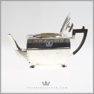 Antique English Silver Plated Fluted 4 pc Tea & Coffee Set - circa 1865 | Philip Ashberry