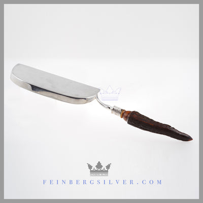 Antique English Silver and Shed Stag Handle Crumber | Feinberg Antique English Silver Gifts - Purveyors of Fine Sterling Silver