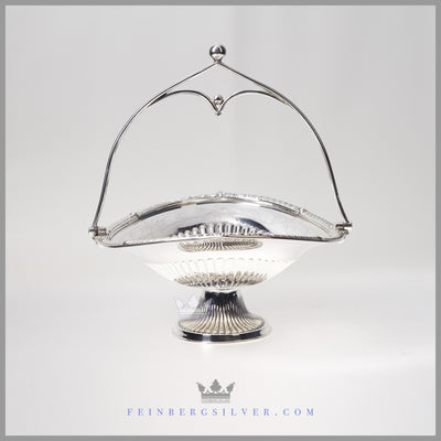 Oval Fluted English Silver Plated Basket - circa 1860