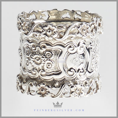Ornate Antique English Sterling Napkin Ring | Feinberg Silver