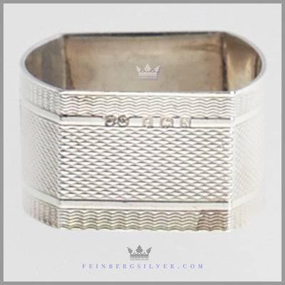 Sterling Silver Antique English Napkin Ring | Engine Turned | Feinberg Silver