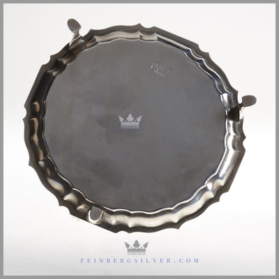 Antique English Silver Plated 6" Chippendale Salver/Waiter  c.1875