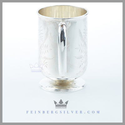 Feinberg Silver - The English silver plated child's mug/cup has a round body, vertical and round base.