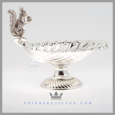 Delightful Silver Nut Dish with Cast Squirrel | c. 1880