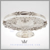 Feinberg Silver - The round English silver plated basket is reticulated with 6 sections of chased flowers and fruit and stands on a pedestal base.