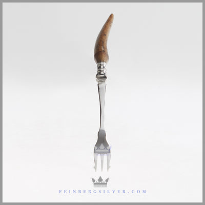 Antique English Silver and Stag Pickle Fork | Feinberg Silver