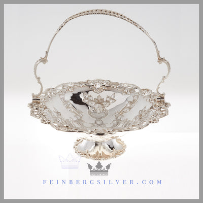 Feinberg Silver - The English silver plated basket is oval and reticulated with a bead, leaf and floral edge.