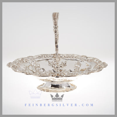 Feinberg Silver - The English silver plated basket is oval and reticulated with a bead, leaf and floral edge.