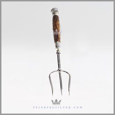 Antique Victorian Serving Fork Silver Plated EPNS Stag For Sale | Feinberg Silver