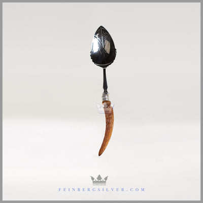 Antique English Silverplate and Stag Jam Spoon - c. 1880