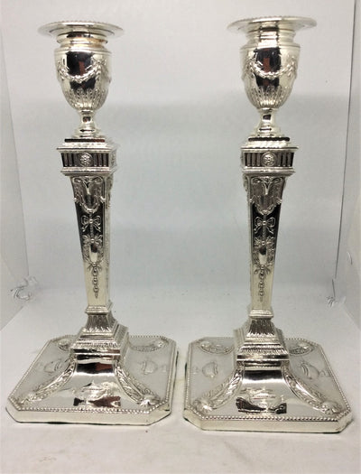 Pair of Antique English Silverplated Candlesticks - circa 1875, Mappin & Webb - Georgian