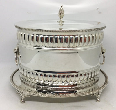 Antique English Oval 1/2 Fluted Biscuit Box - circa 1910